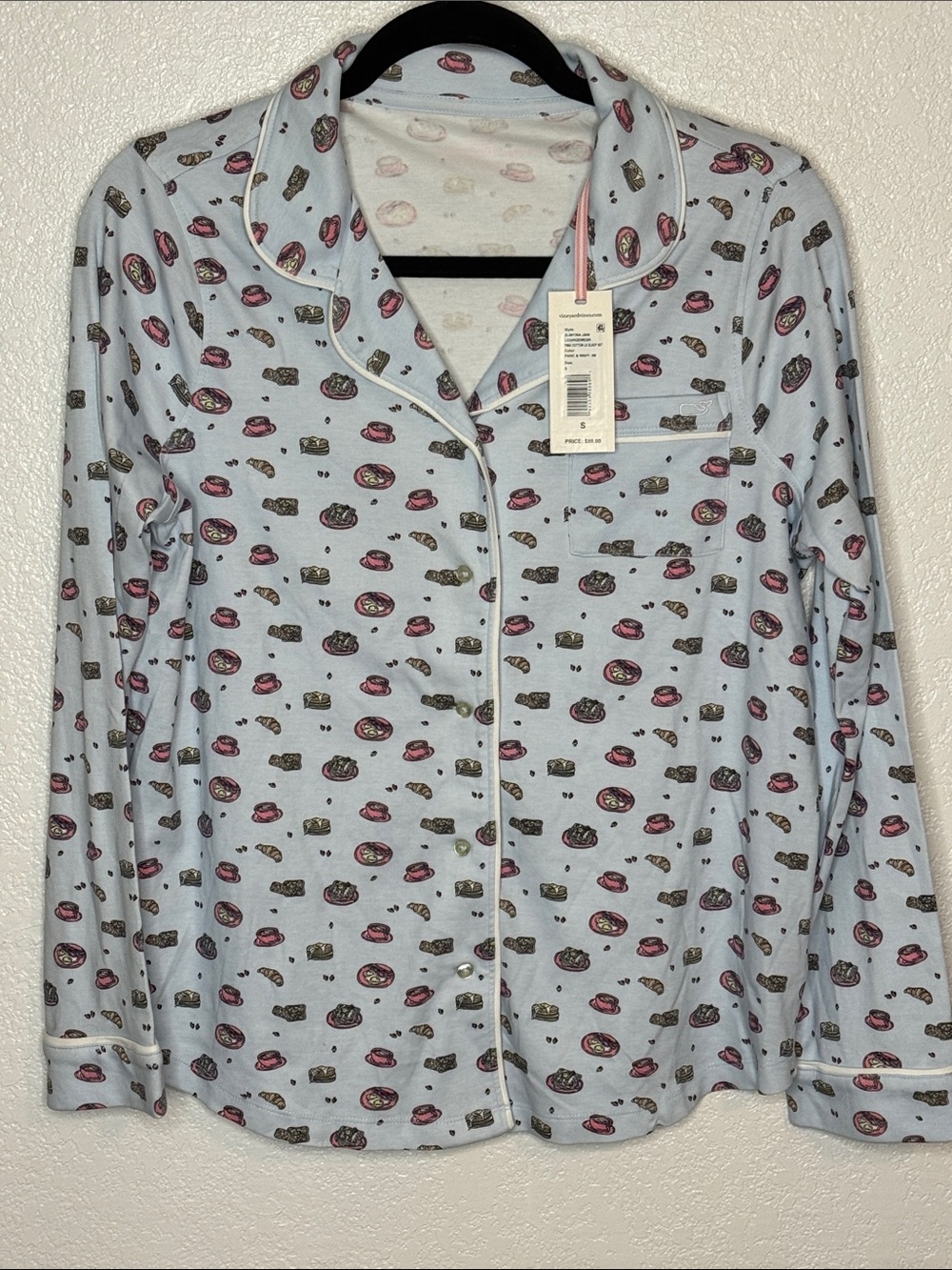Vineyard Vines Blue Pancake & Waffles Breakfast PJ Top Size Small NWT